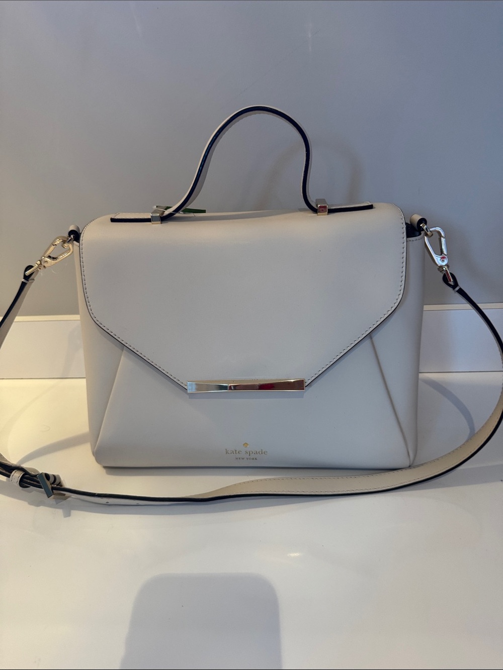kate spade cream leather top-handle shoulder bag new